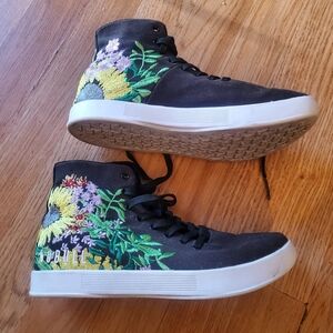 No Bull Super Blossom High-Top Sneakers with Floral Embroidery, Size 7